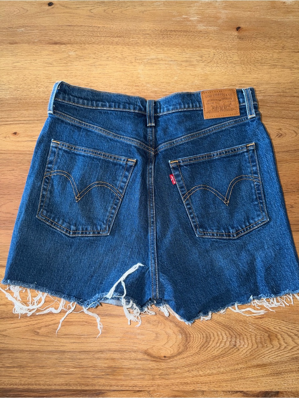 Levi's Dark Blue Denim Cutoff Shorts with Frayed Hem